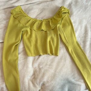 Long sleeve crop top green size small